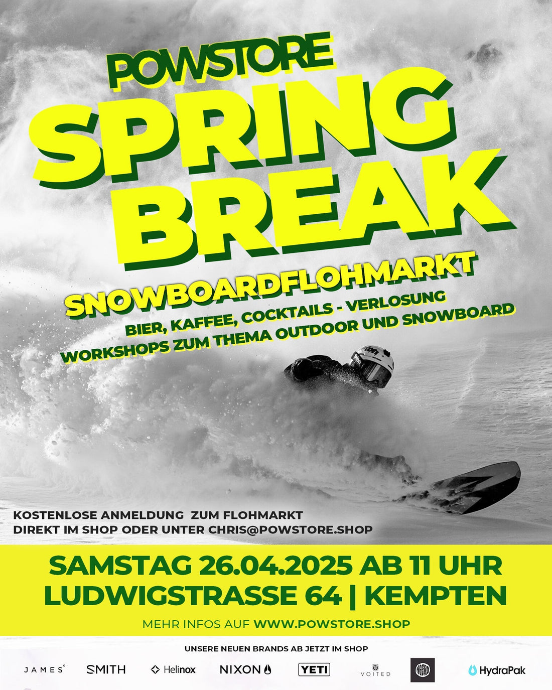 SPRINGBREAK SNOWBOARD FLOHMARKT IM POWSTORE KEMPTEN 26.04.2025 ab 11:00 UHR