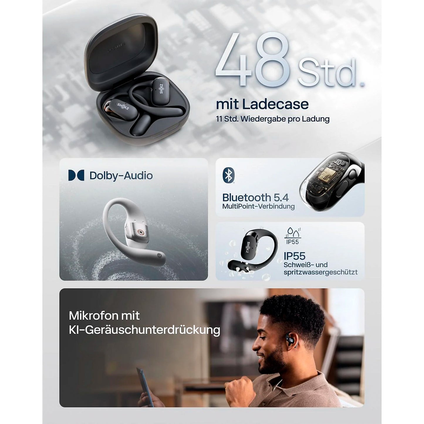 Shokz OpenFit 2+ Black Open Ear Headset