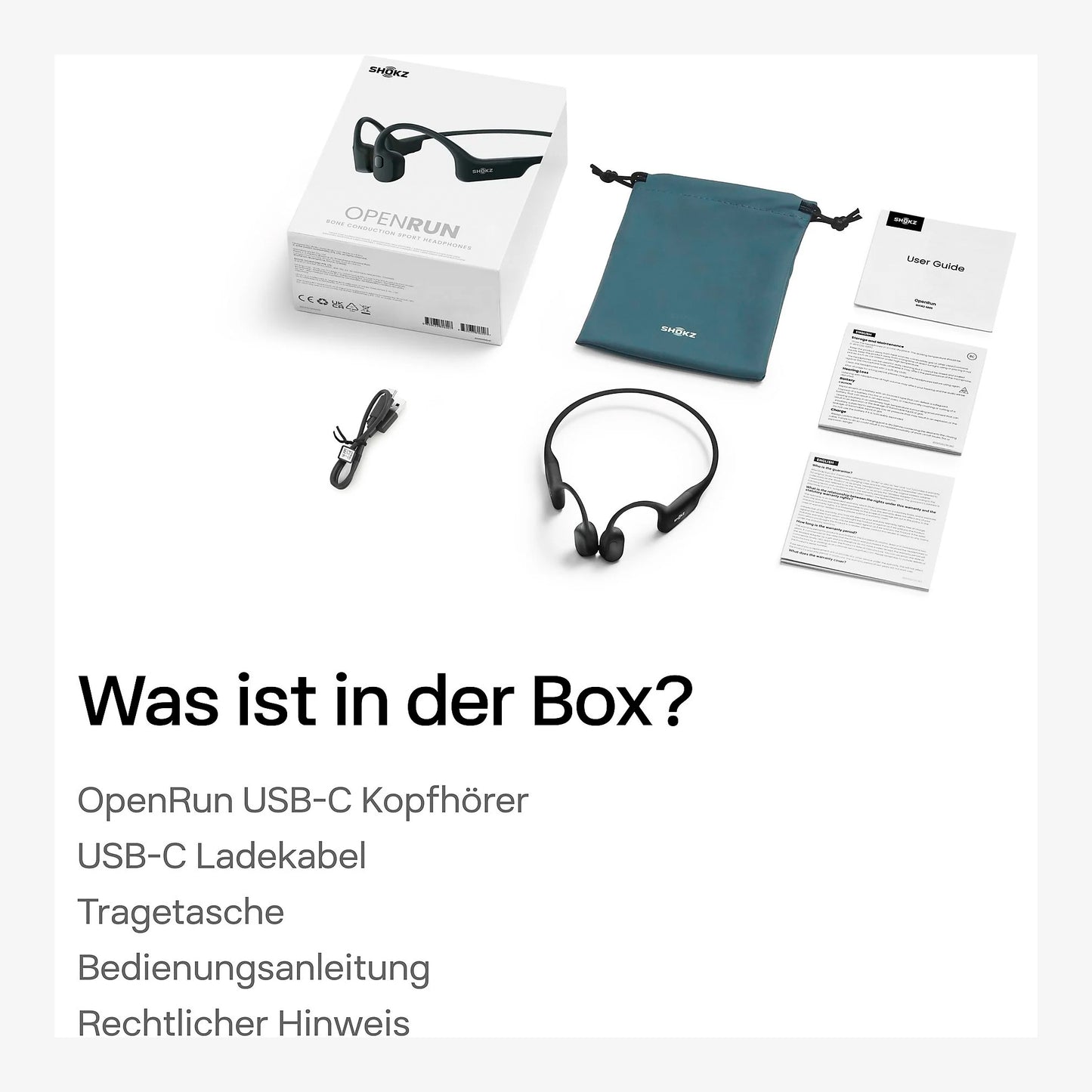 Shokz OpenRun Black USB-C Open Ear Kopfhörer